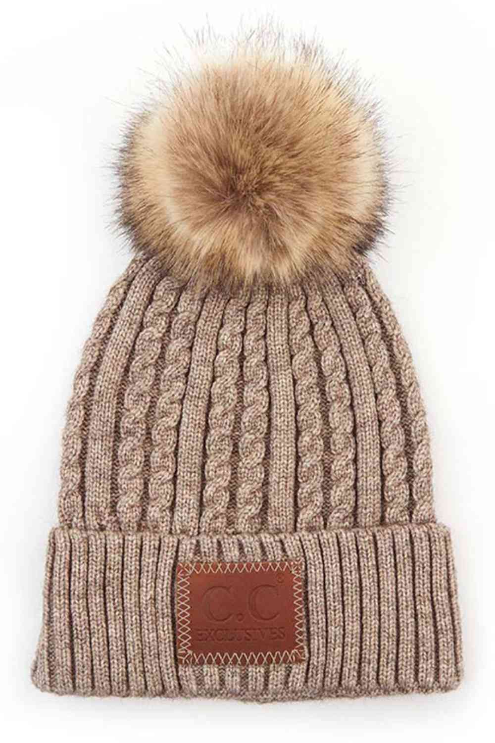C.C Double Braided Beanie With Pom
