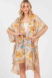 Floral Flower Pattern Silky Feel Summer Kimono