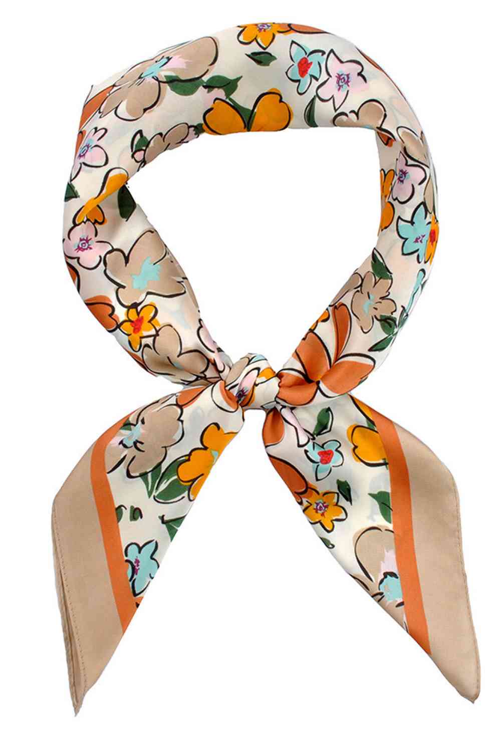 Floral Illustrated Print Bandana Summer Scarf