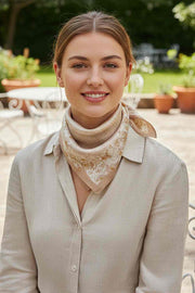 Floral and Noisy Square Center Print Bandana Scarf