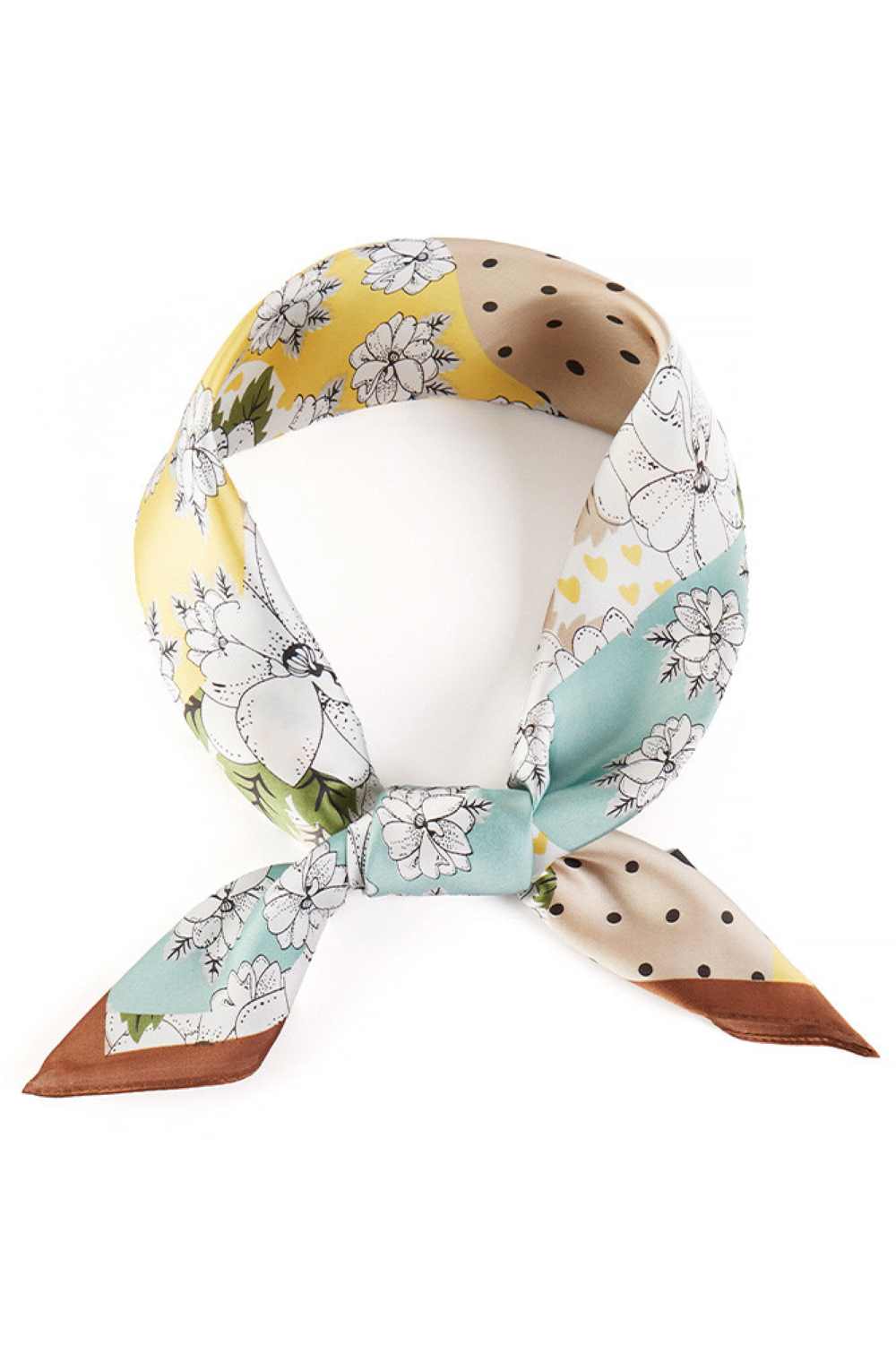 Floral with Wavy Strip Pattern Print Bandana Scarf