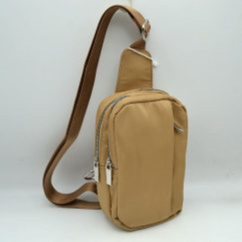 Minimalist Utility Sling Bag with Dual Zipper Compartments