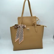 Structured Shoulder Tote Bag with Matching Pouch and Scarf