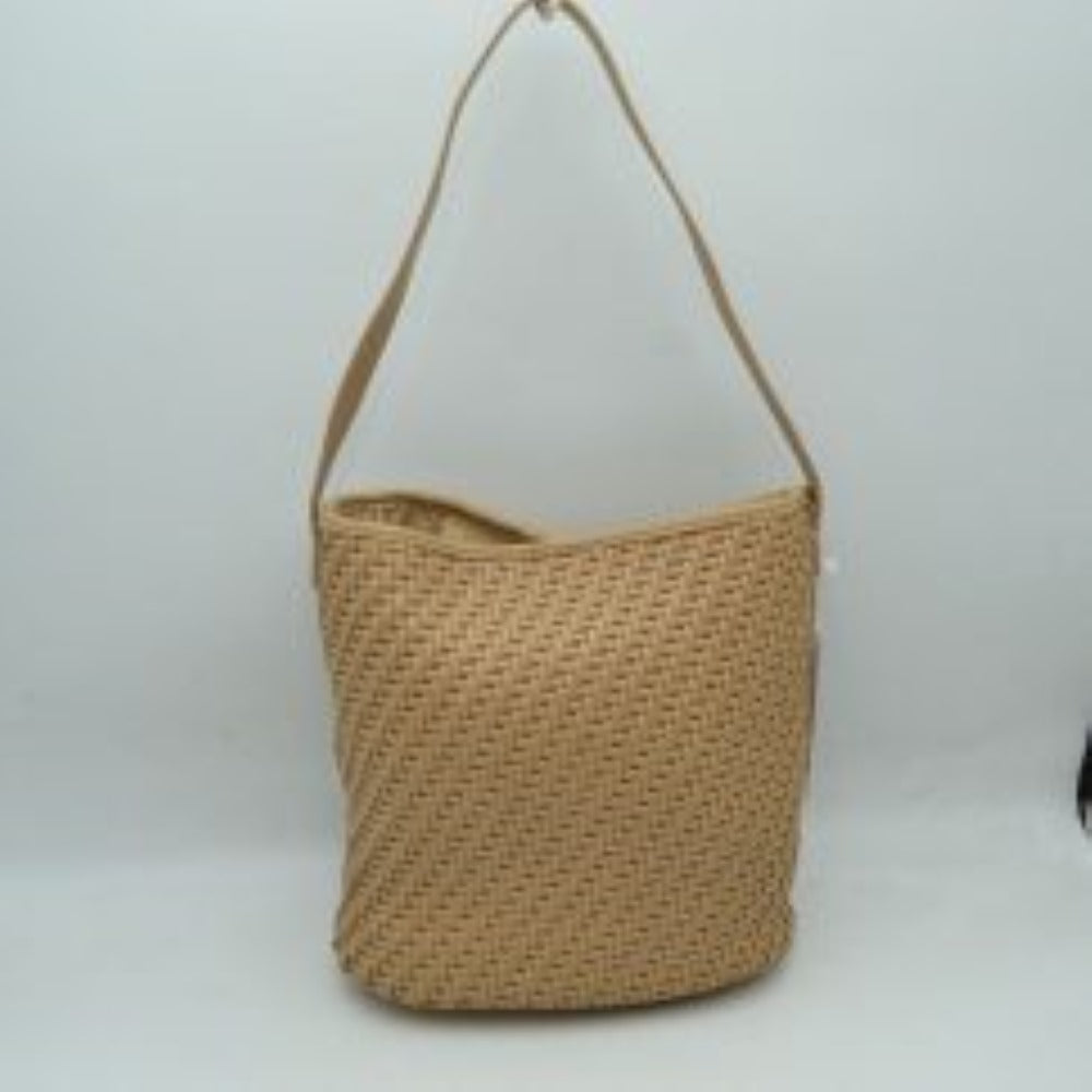 Woven Bucket Hobo Bag with Wide Shoulder Strap