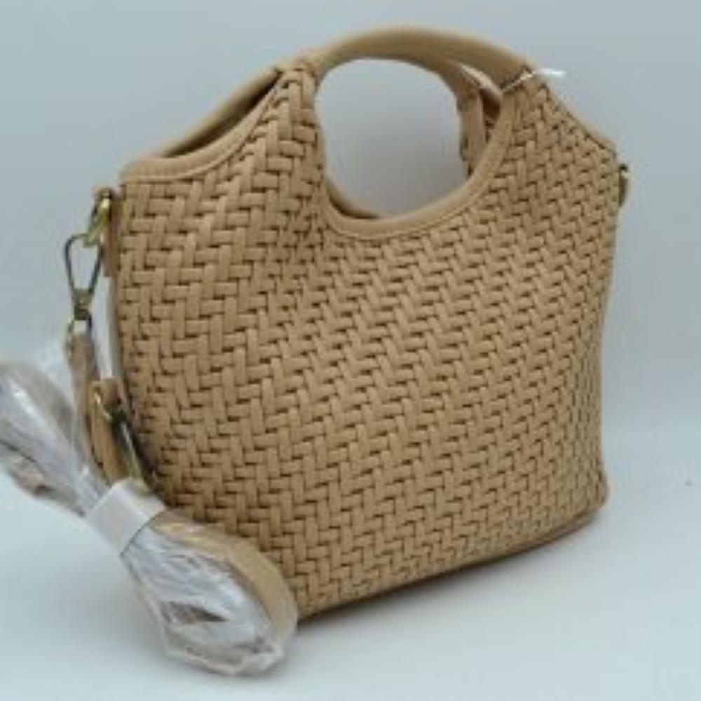 Woven Basket Weave Top-Handle Crossbody Bag and Handbag with Adjustable Strap