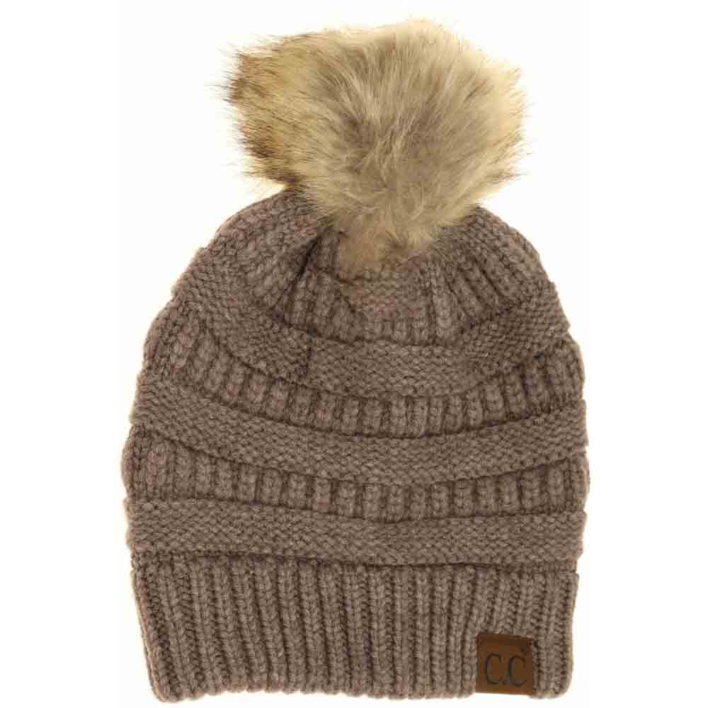 Mixed Soft Yarn Natural Pom C.C Beanie