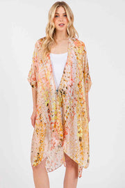 Multi Color Abstract Pattern Silky Feel Kimono