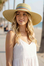 Multiple Stripes Wide Brim Straw Sun Hat