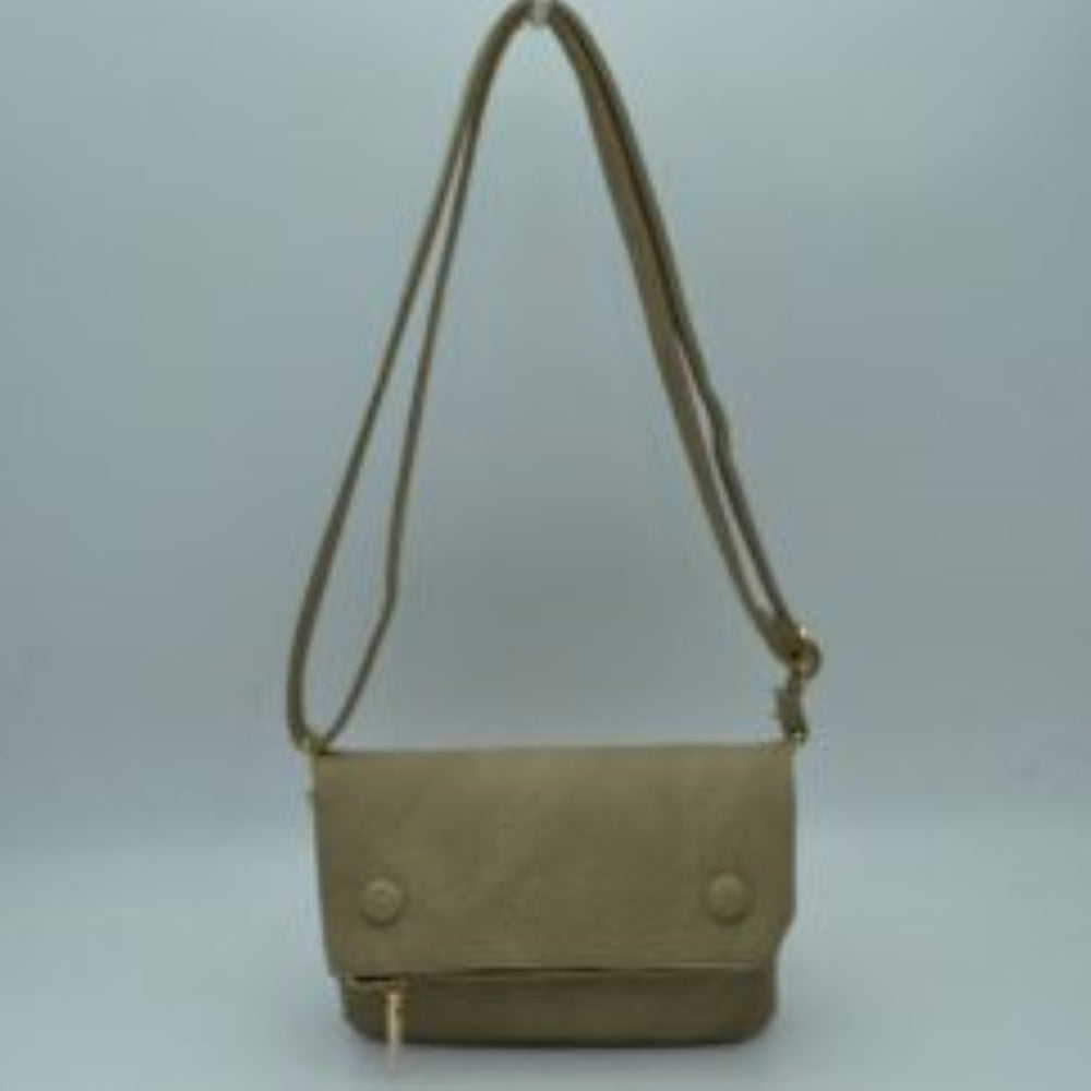 Quilted Foldover Crossbody Bag with Zipper Pocket