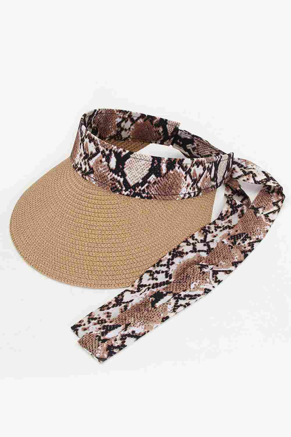 SNAKE PATTERN BOW STRAW VISOR