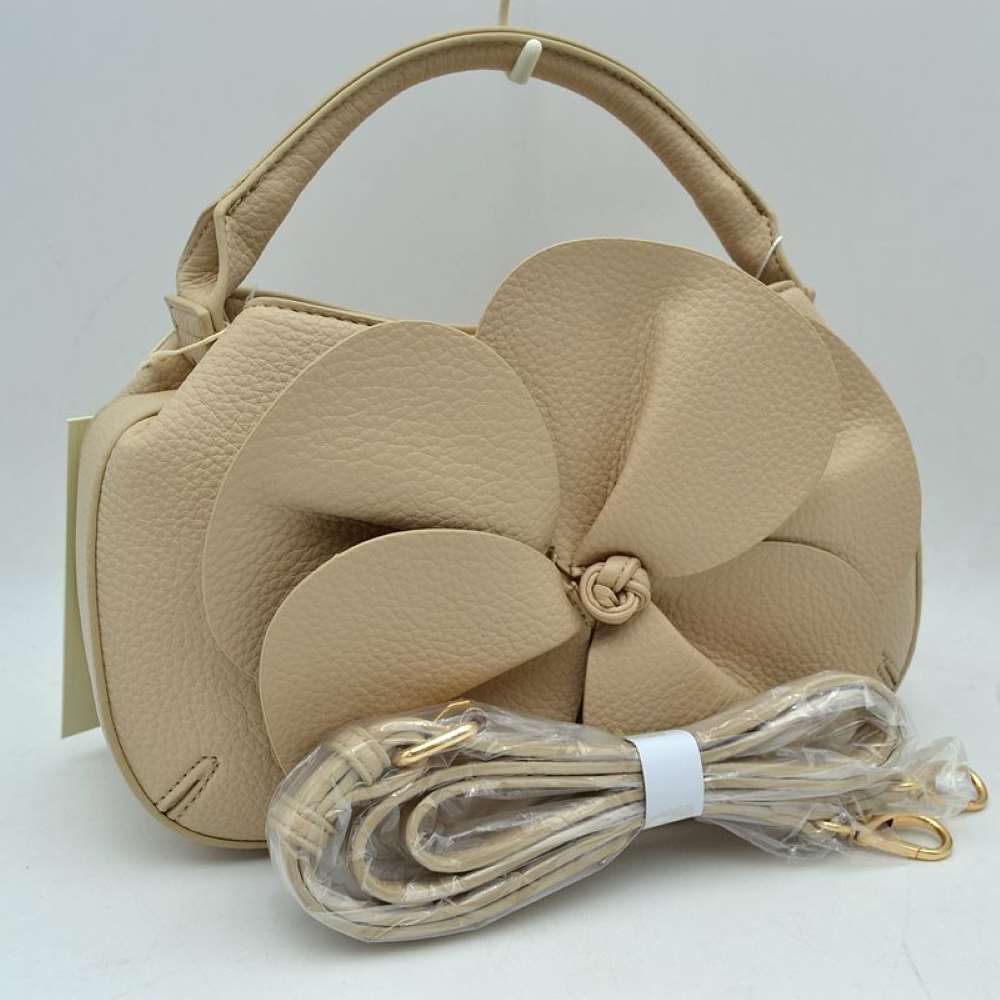 Sculptural Floral Accent Satchel – Convertible Textured Crossbody Bag