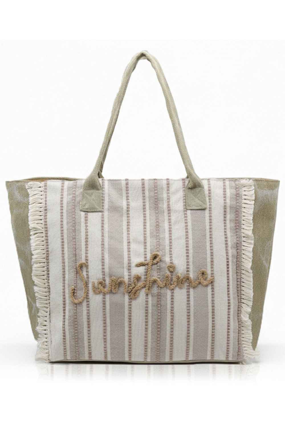 Vintage SUNSHINE Stripe with Fringe Tote Bag
