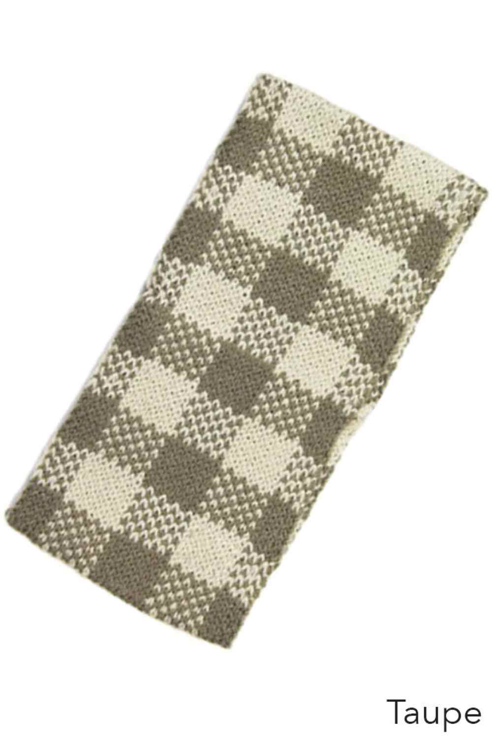 Checked pattern knit headband