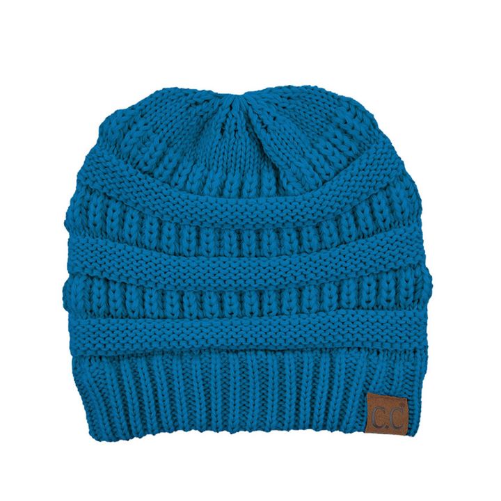 C.C CRISS CROSS PONYTAIL KNIT BEANIE
