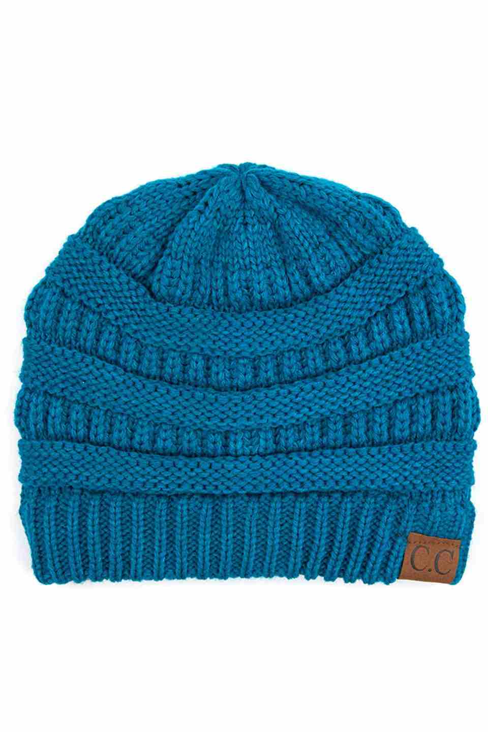 C.C Women's Ribbed Knit Solid Color Beanie