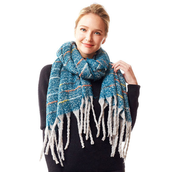 Glitz Colorful Stitch Fuzzy Oblong Scarf