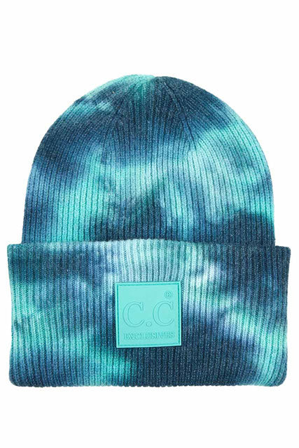 C.C Women's Tie Dye Beanie Hats With Rubber Patch