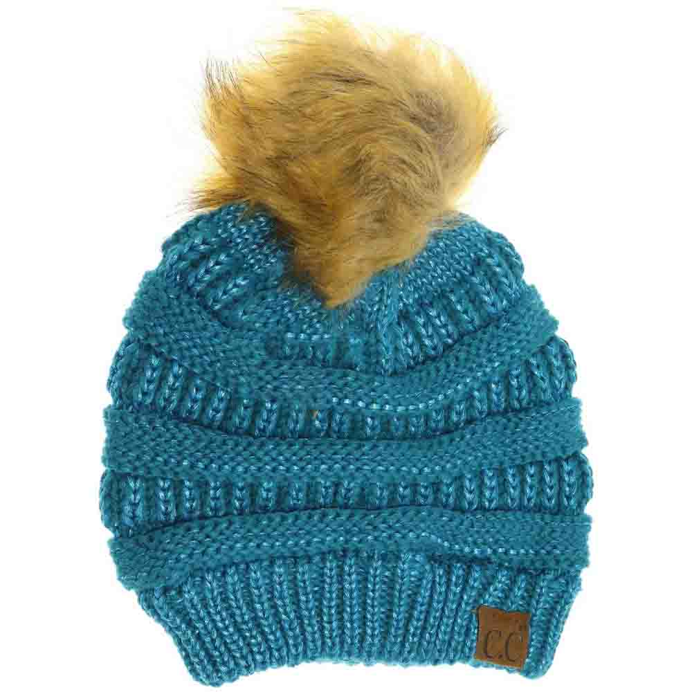 Metallic Fur Pom C.C Beanie
