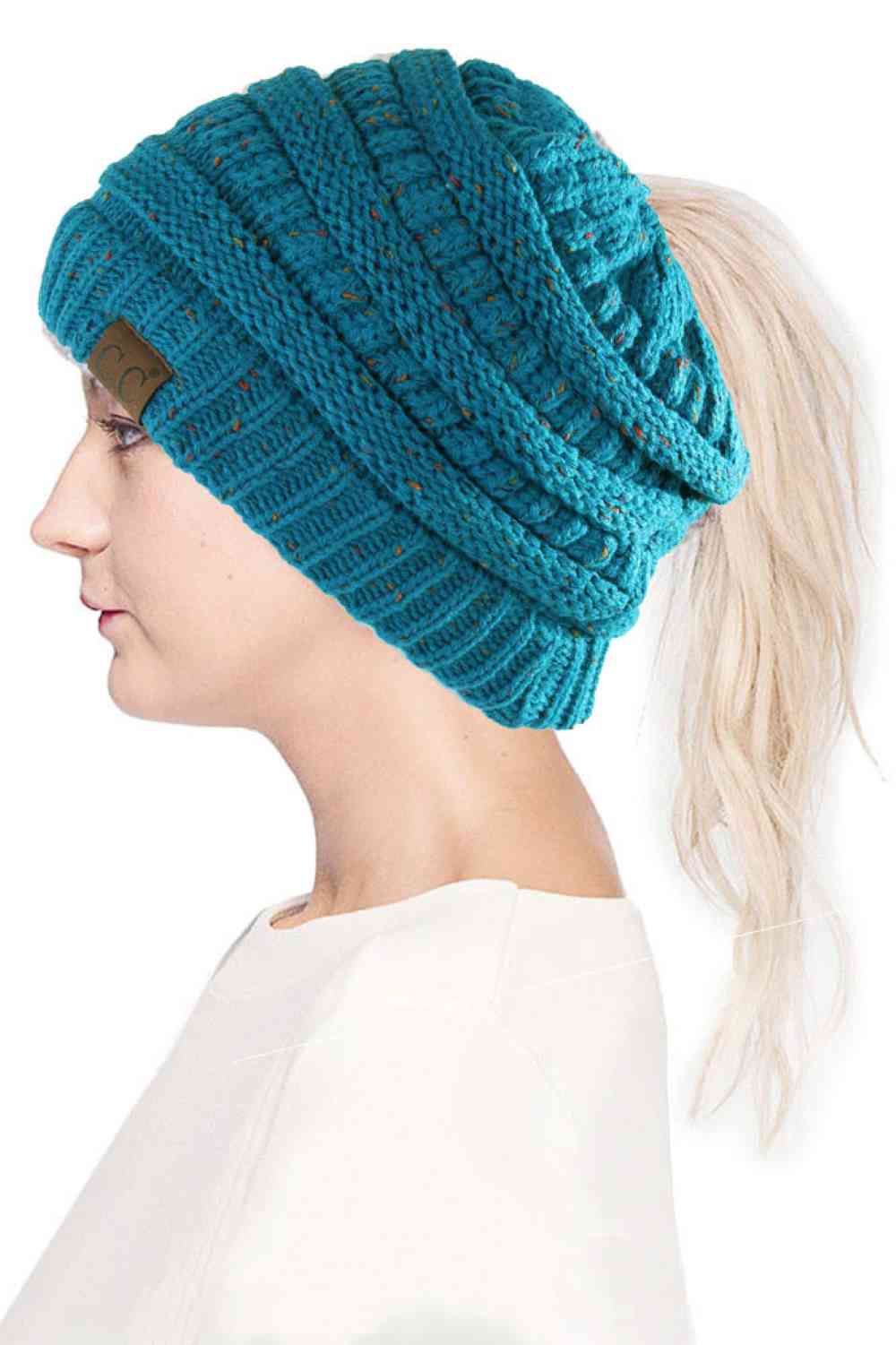 C.C Confetti Ponytail Messy Bun Beanie