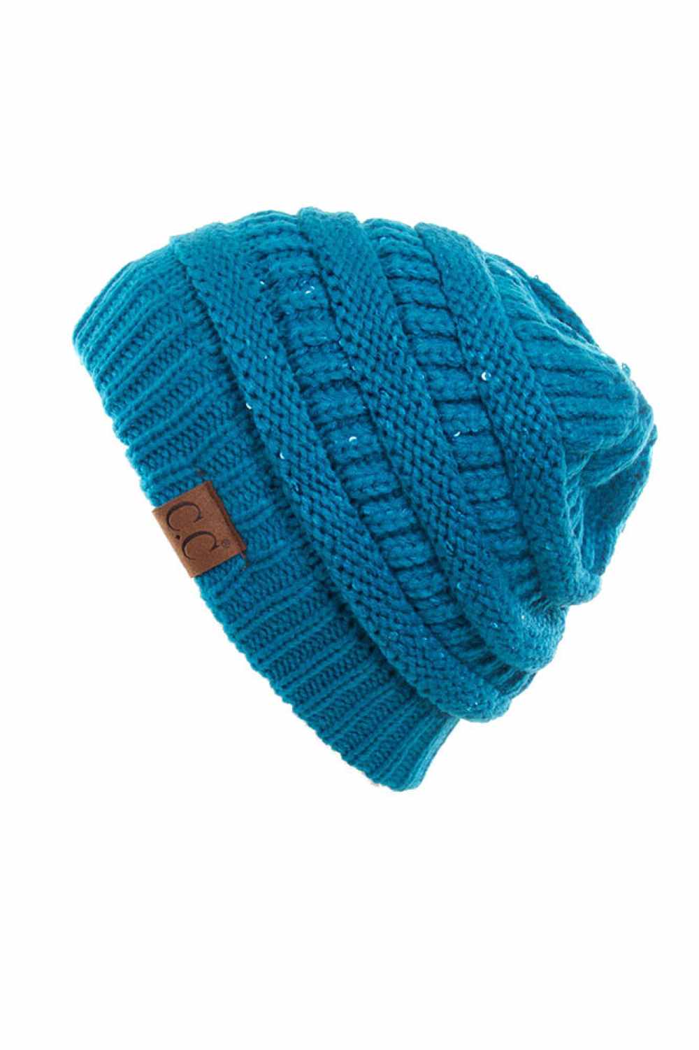 C.C Sequin Ponytail Messy Bun Beanie