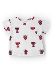 Texas Tech White Raider Red Ruffle Pocket Tee