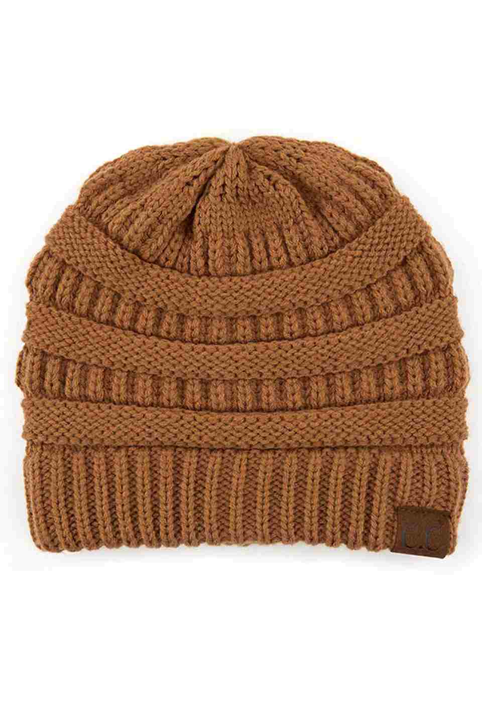 C.C Women's Ribbed Knit Solid Color Beanie
