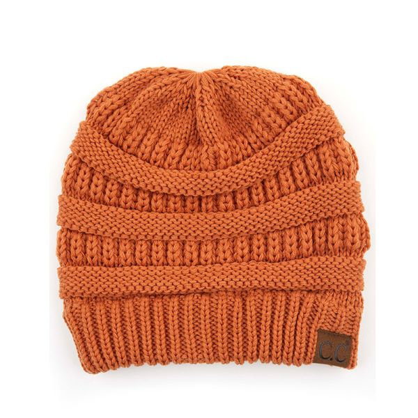 C.C CRISS CROSS PONYTAIL KNIT BEANIE