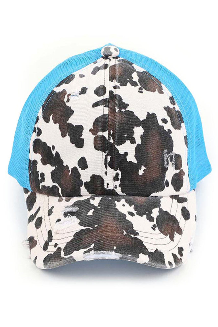 C.C COW PRINT CRISS CROSS PONYCAP