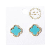 Gold Dipped Quatrefoil Stud Earrings