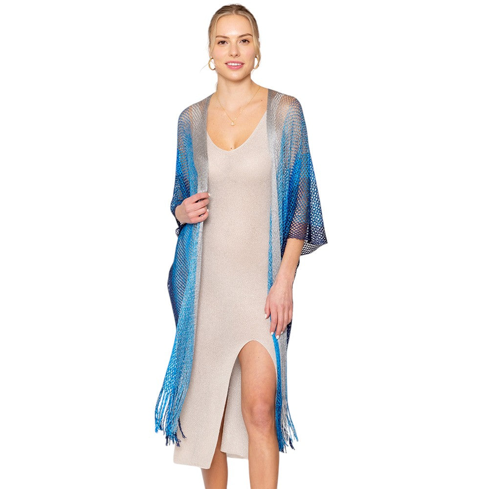 Two Tone Lurex Kimono Poncho