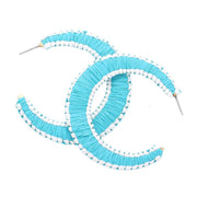 Woven Raffia Hoop Earrings