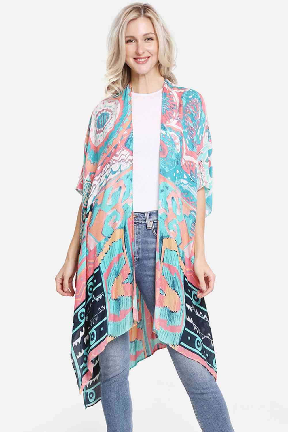 Abstract Pattern Print Kimono
