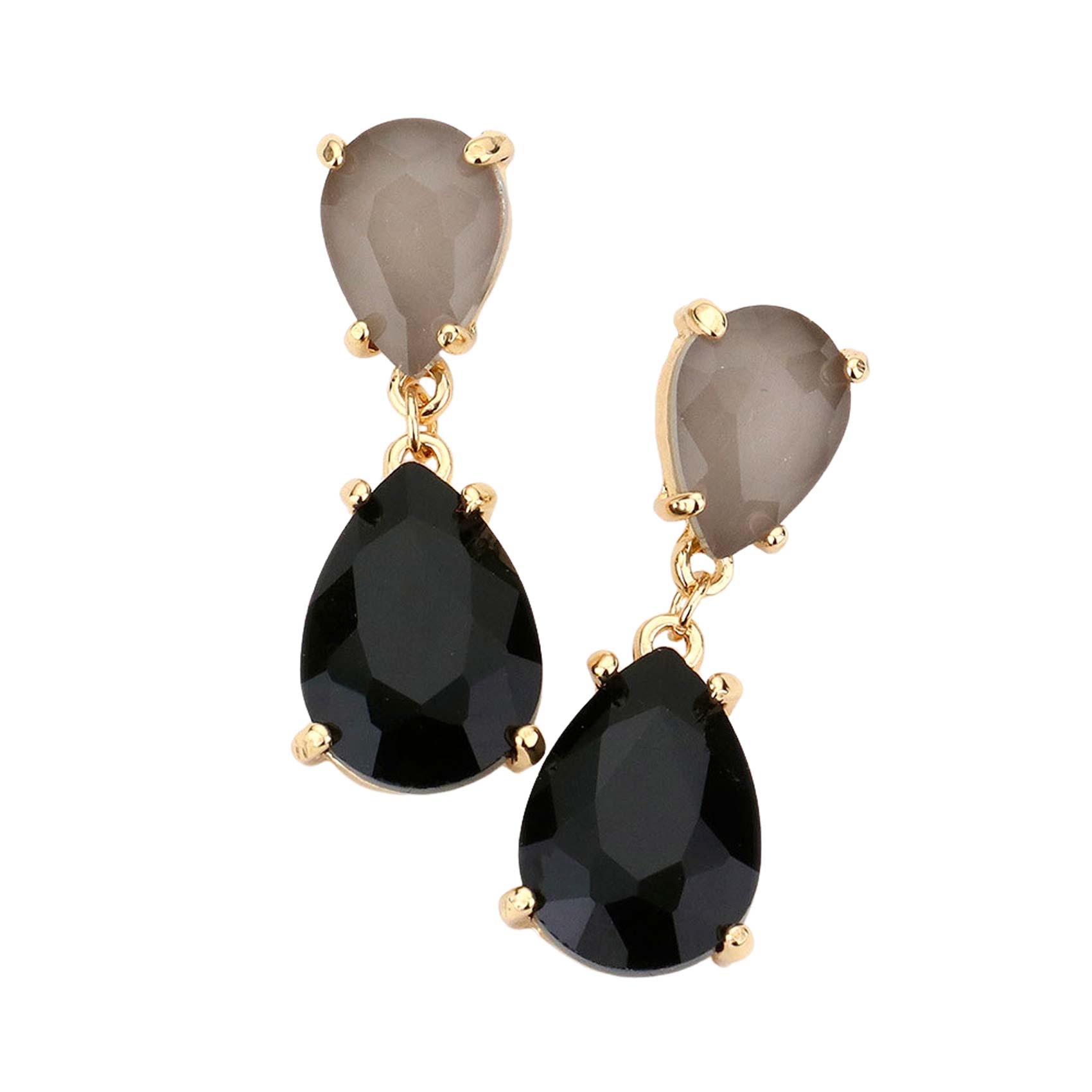 Women's Double Teardrop Link Dangle Evening Earrings