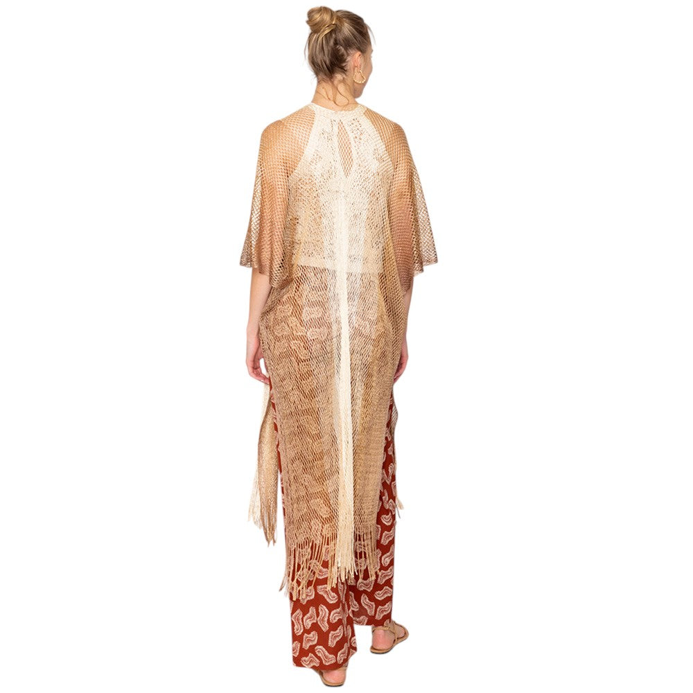 Two Tone Lurex Kimono Poncho