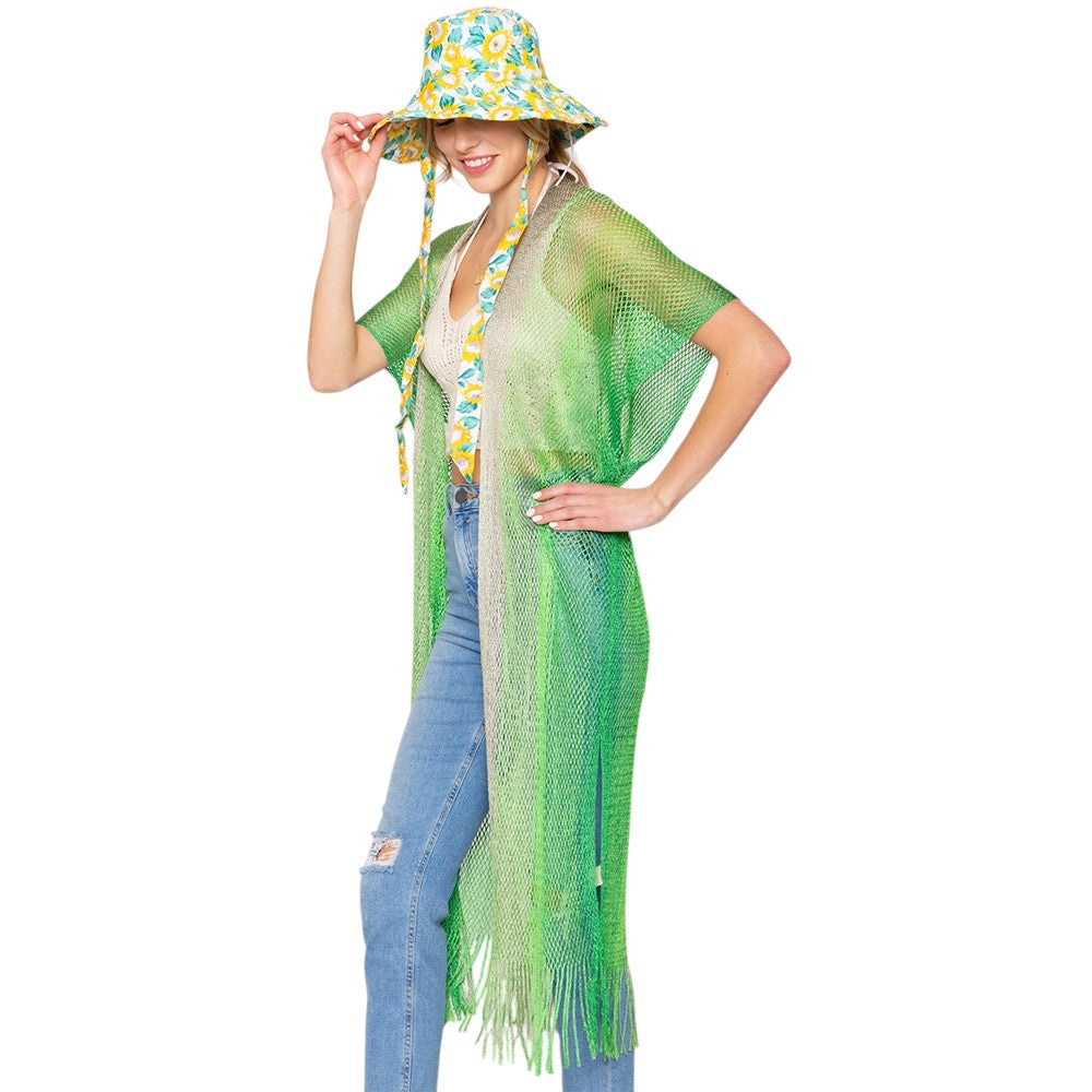 Two Tone Lurex Kimono Poncho