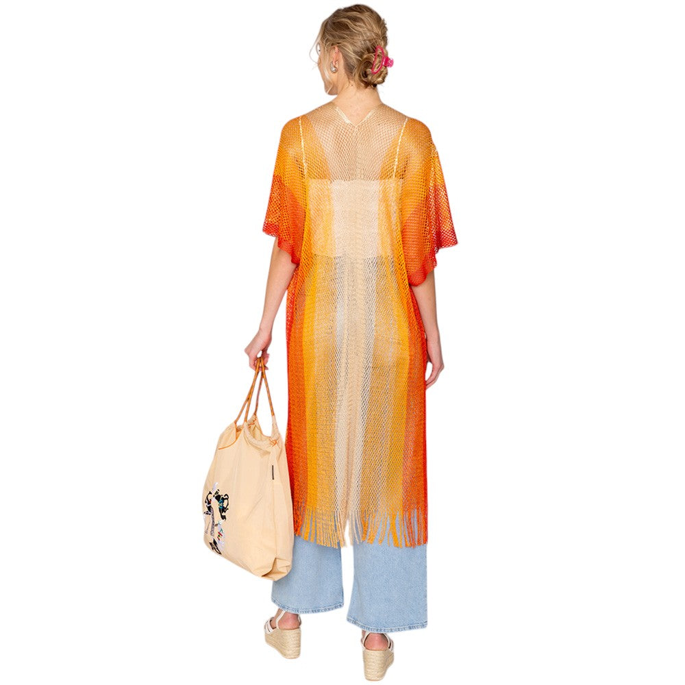 Two Tone Lurex Kimono Poncho
