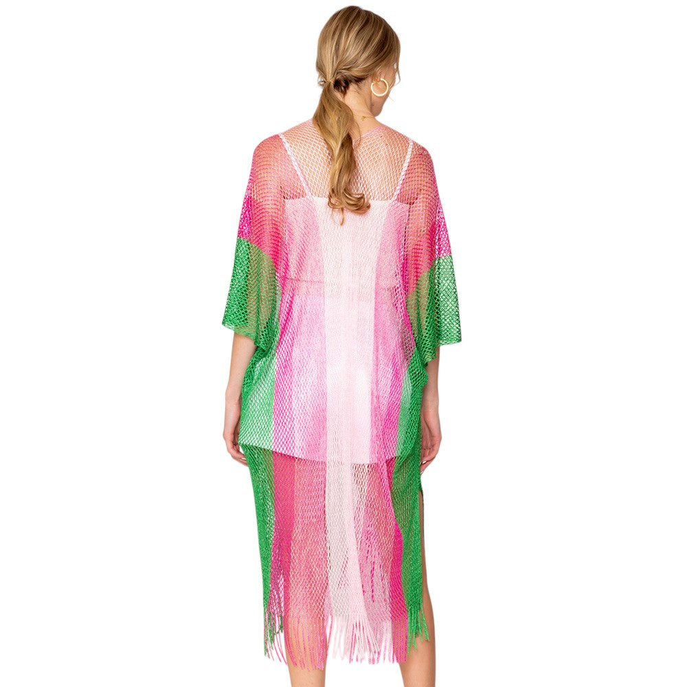 Two Tone Lurex Kimono Poncho