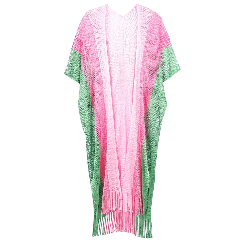 Two Tone Lurex Kimono Poncho