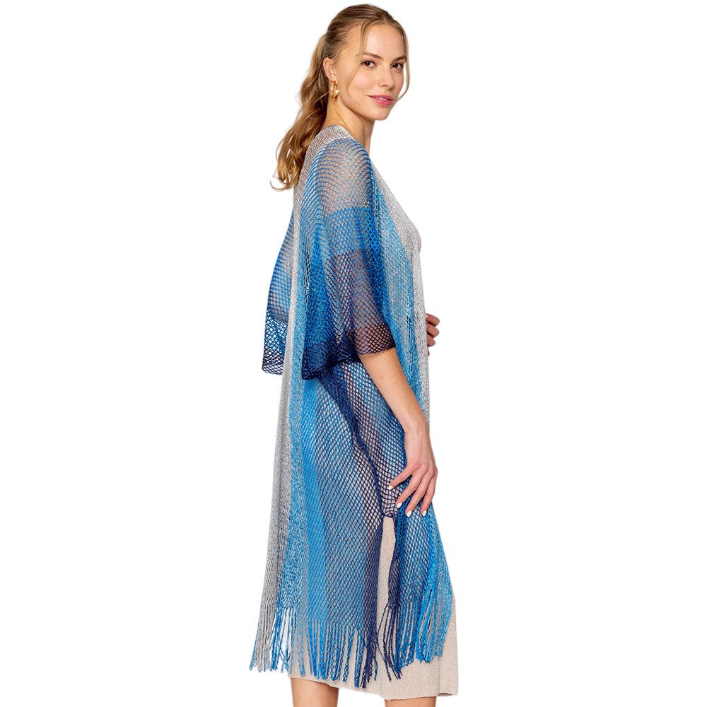 Two Tone Lurex Kimono Poncho