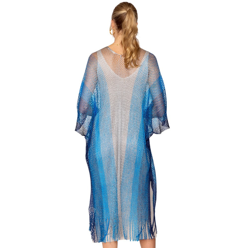 Two Tone Lurex Kimono Poncho