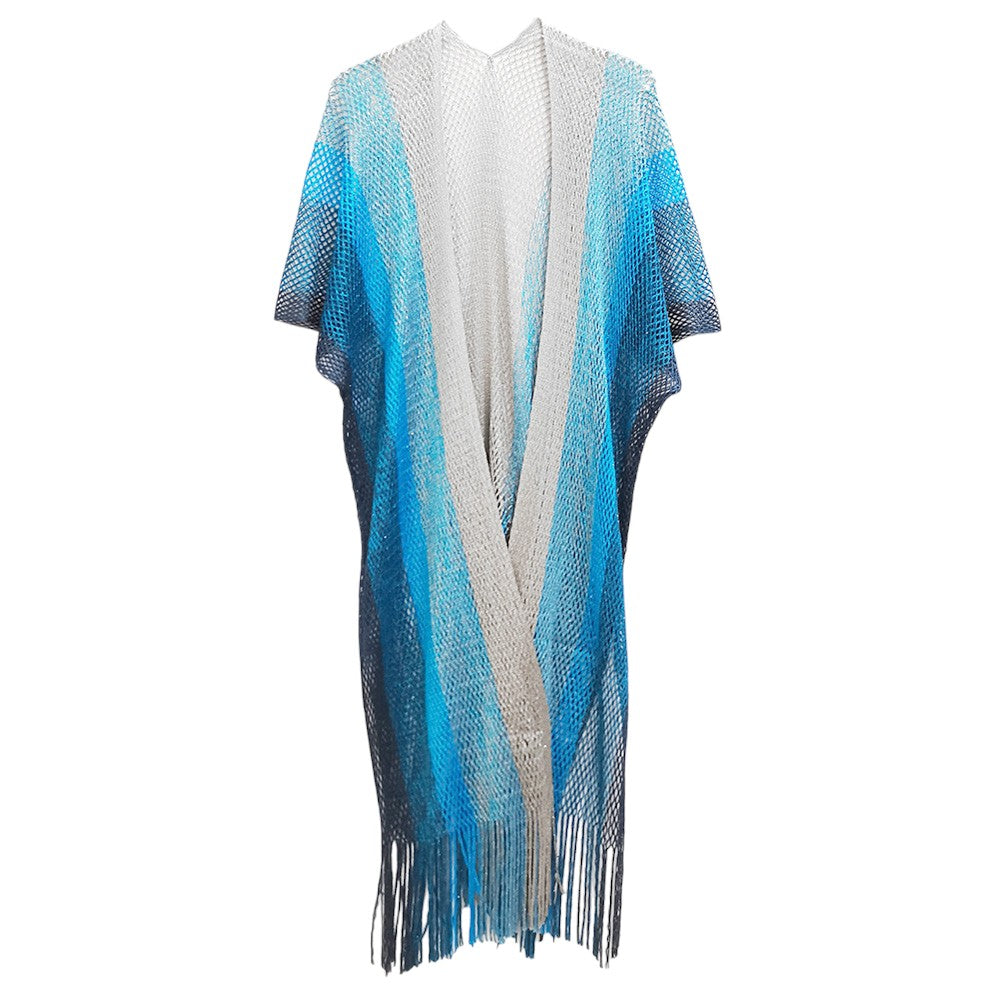 Two Tone Lurex Kimono Poncho
