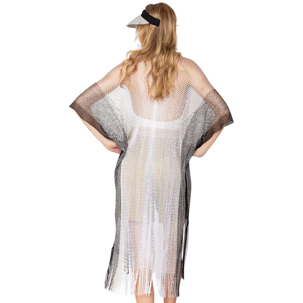 Two Tone Lurex Kimono Poncho