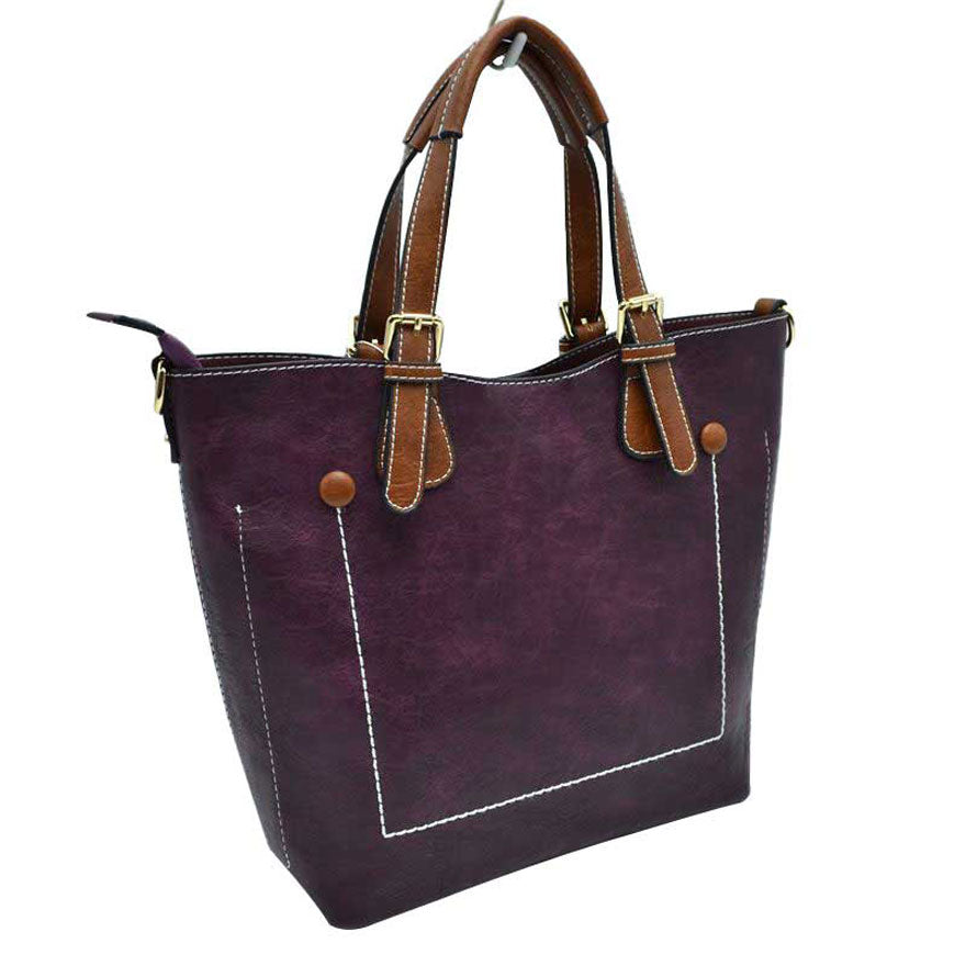 Vegan Leather Tote Shoulder Handbags For Women