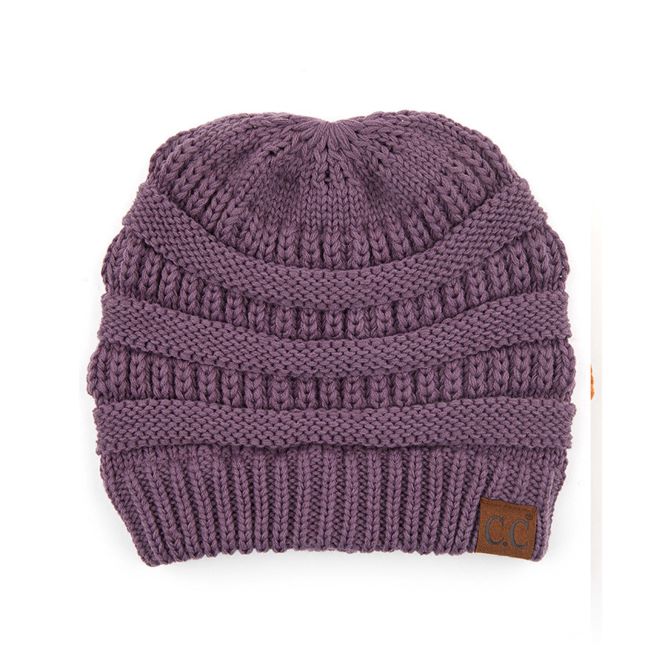 C.C CRISS CROSS PONYTAIL KNIT BEANIE
