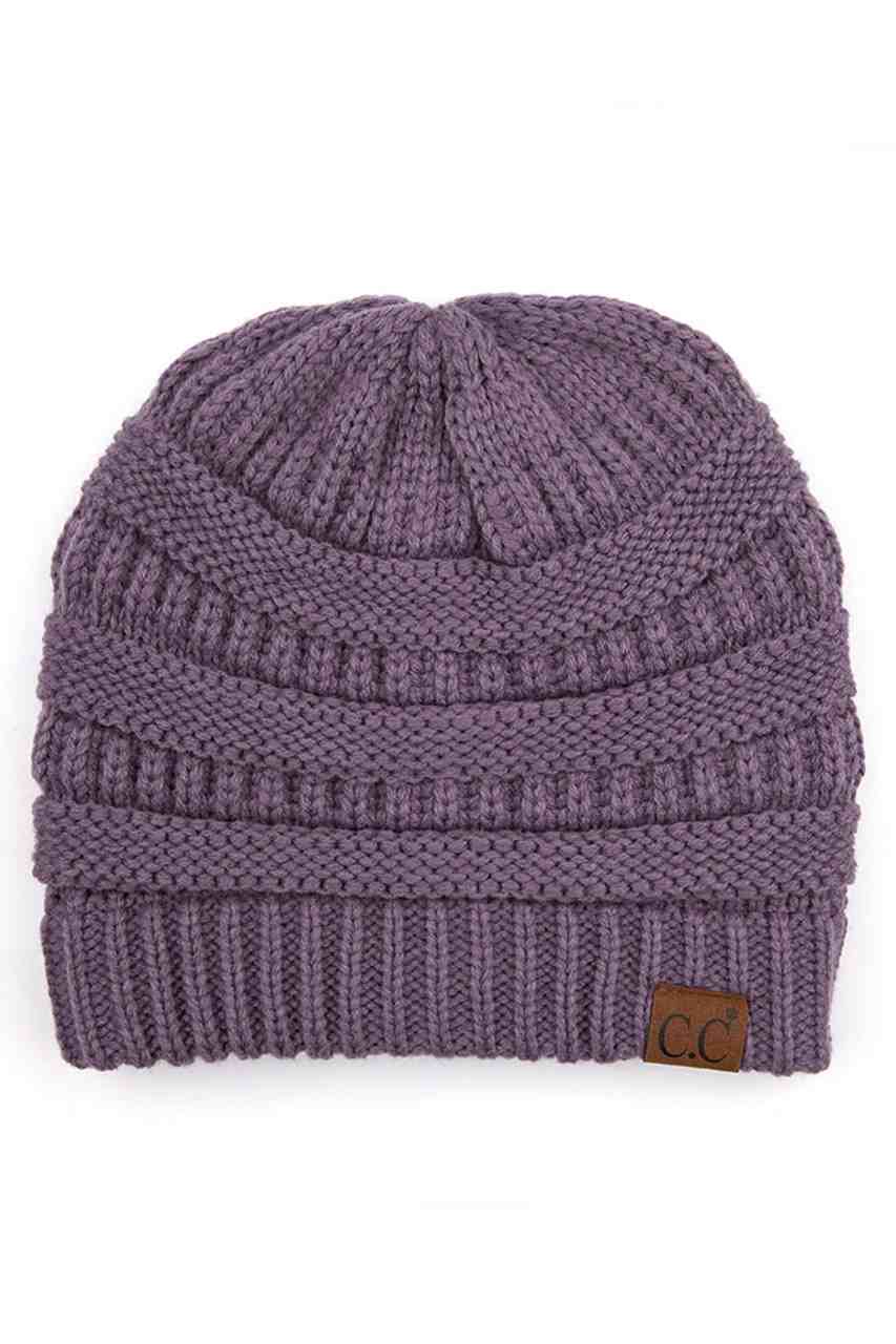 C.C Women's Ribbed Knit Solid Color Beanie