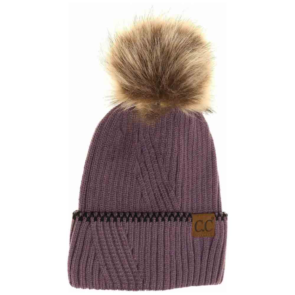 Ribbed Knit C.C Beanie with Accented