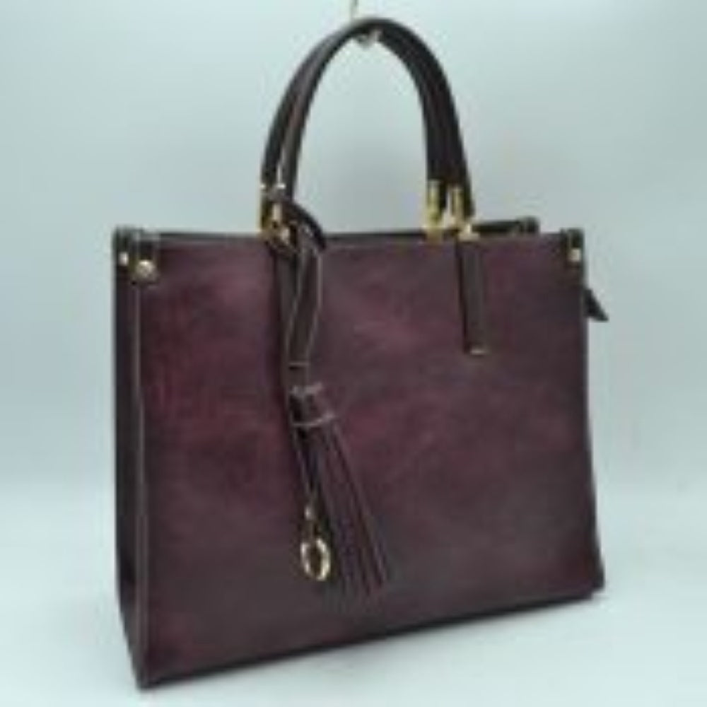 Large Shoulder Vegan Leather Tassel Handbag For Women