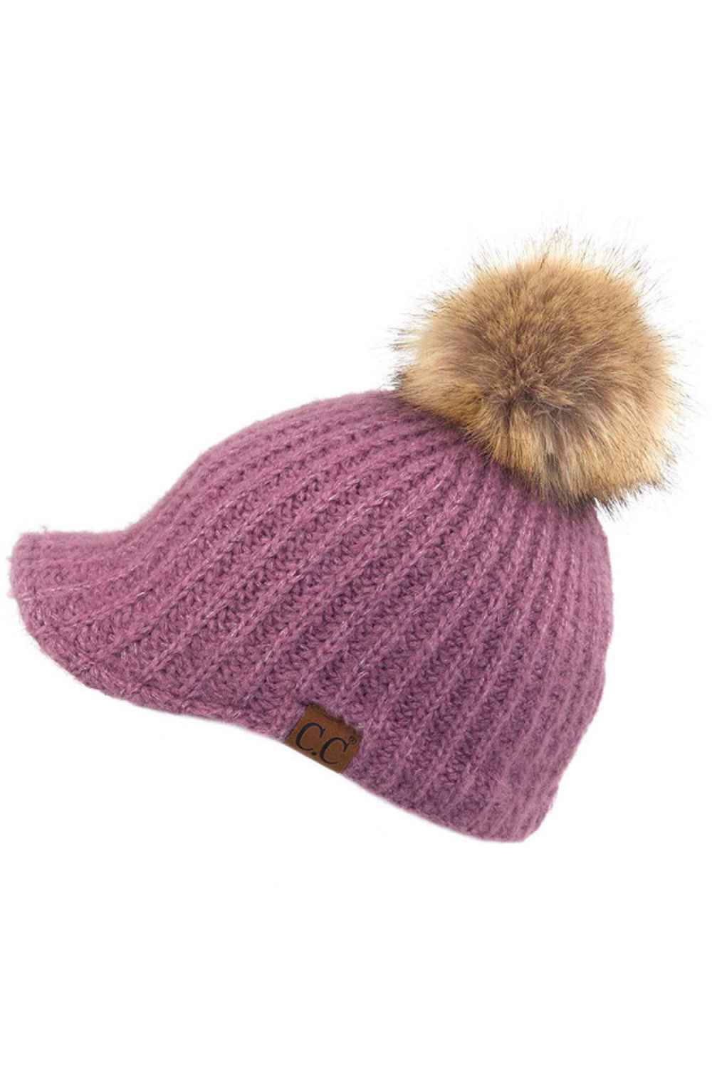 C.C Beanie Knitted Brim With Pom