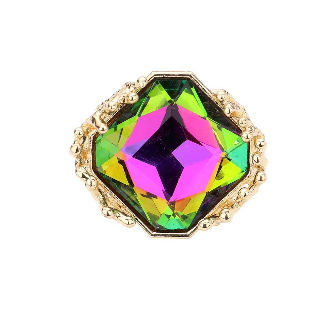 Metal Twig Detailed Stone Stretch Ring