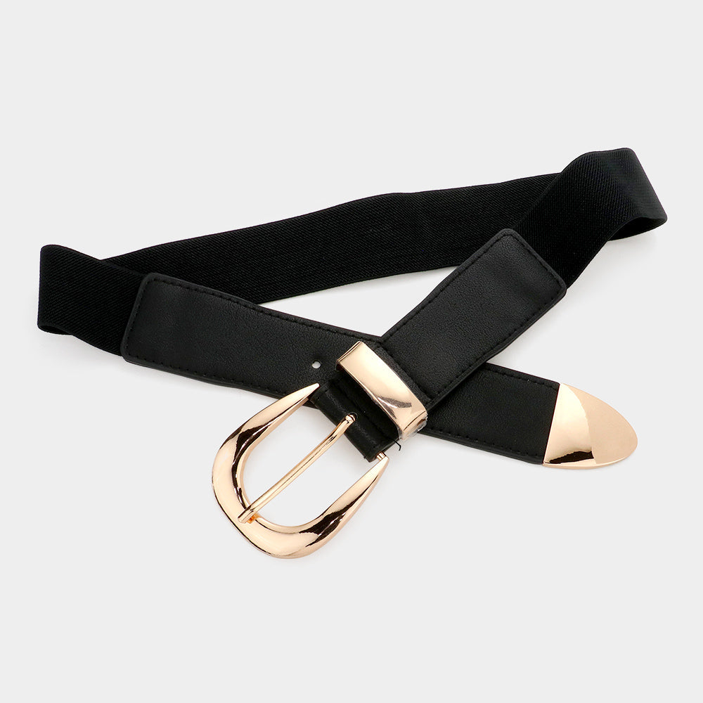 Metal Buckle Accented Stretch Elastic Belt